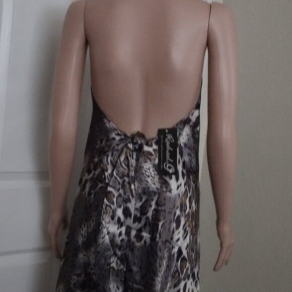 Rachael G. Satin Animal Print Summer Dress, Size M - Picture 9 of 14